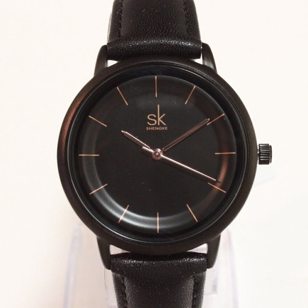 Ladies Dress Quartz Watch Black Dial Black Strap 38mm - Picture 6 of 12
